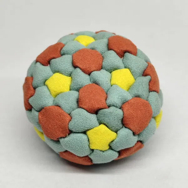 Three Color 92 Panel Footbag FBG-1031 in sage, rust and yellow synthetic suede