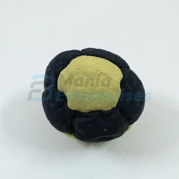 Two Color 12 Panel Footbag FBG-1024 in black and yellow synthetic suede
