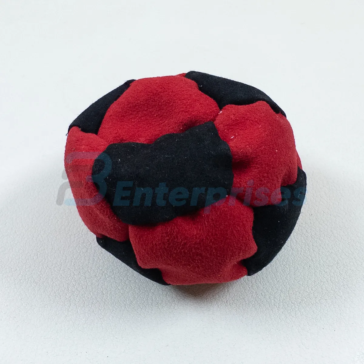 Two Color 14 Panel Footbag FBG-1020 in red and black synthetic suede