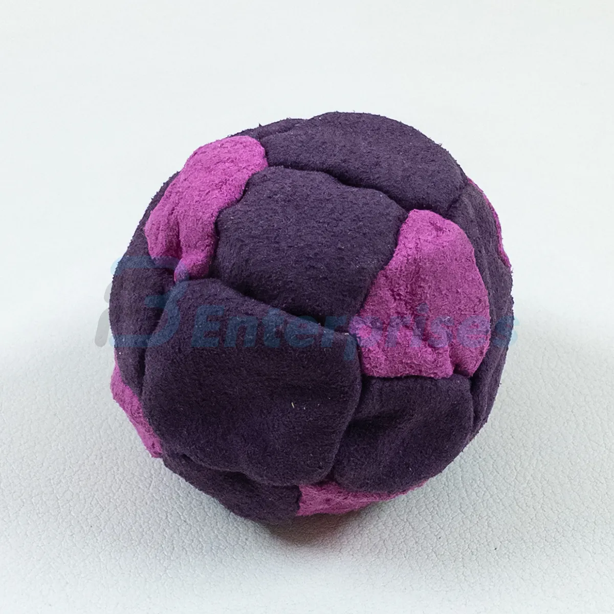 Two Color 26 Panel Footbag FBG-1008 in purple and pink synthetic suede