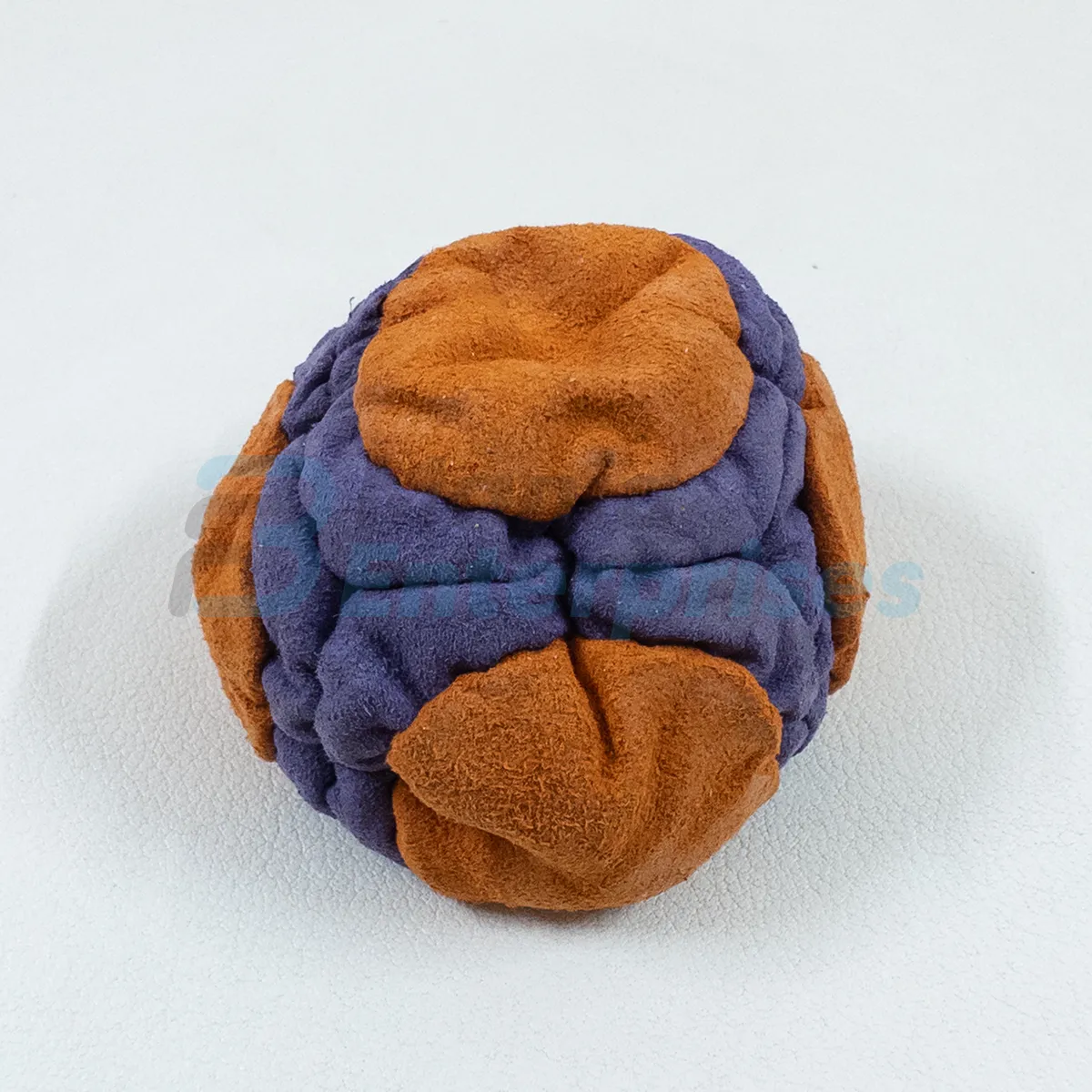Two Color 30 Panel Footbag FBG-1013 in orange and purple synthetic suede