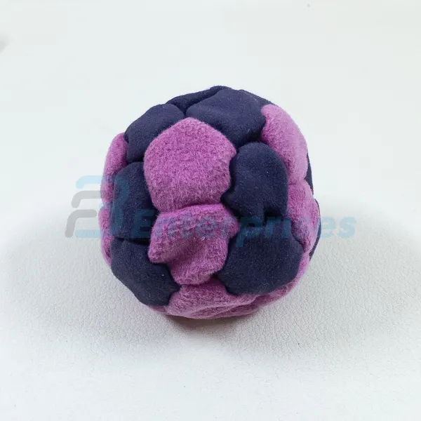 Two Color 32 Panel Footbag FBG-1009 in navy and pink synthetic suede, view 3