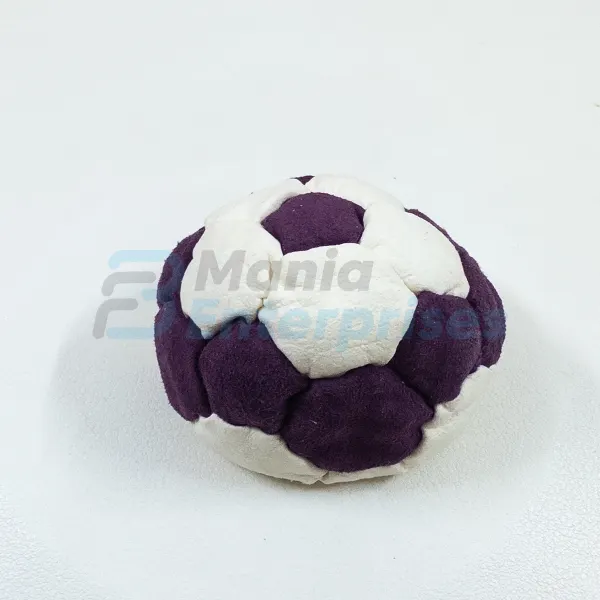 Two Color 32 Panel Footbag FBG-1010 in purple and white synthetic suede