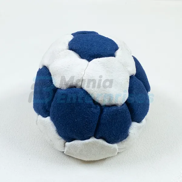 Two Color Snake Style 32 Panel Footbag FBG-1029 in navy and white synthetic suede, view 3
