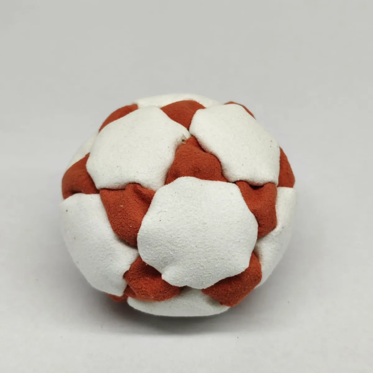 Two Color Star Style 32 Panel Footbag FBG-1036 in white and rust synthetic suede